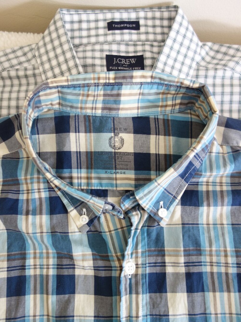 Two J. CREW Long Sleeve Button Plaid Shirts – Men’s XL